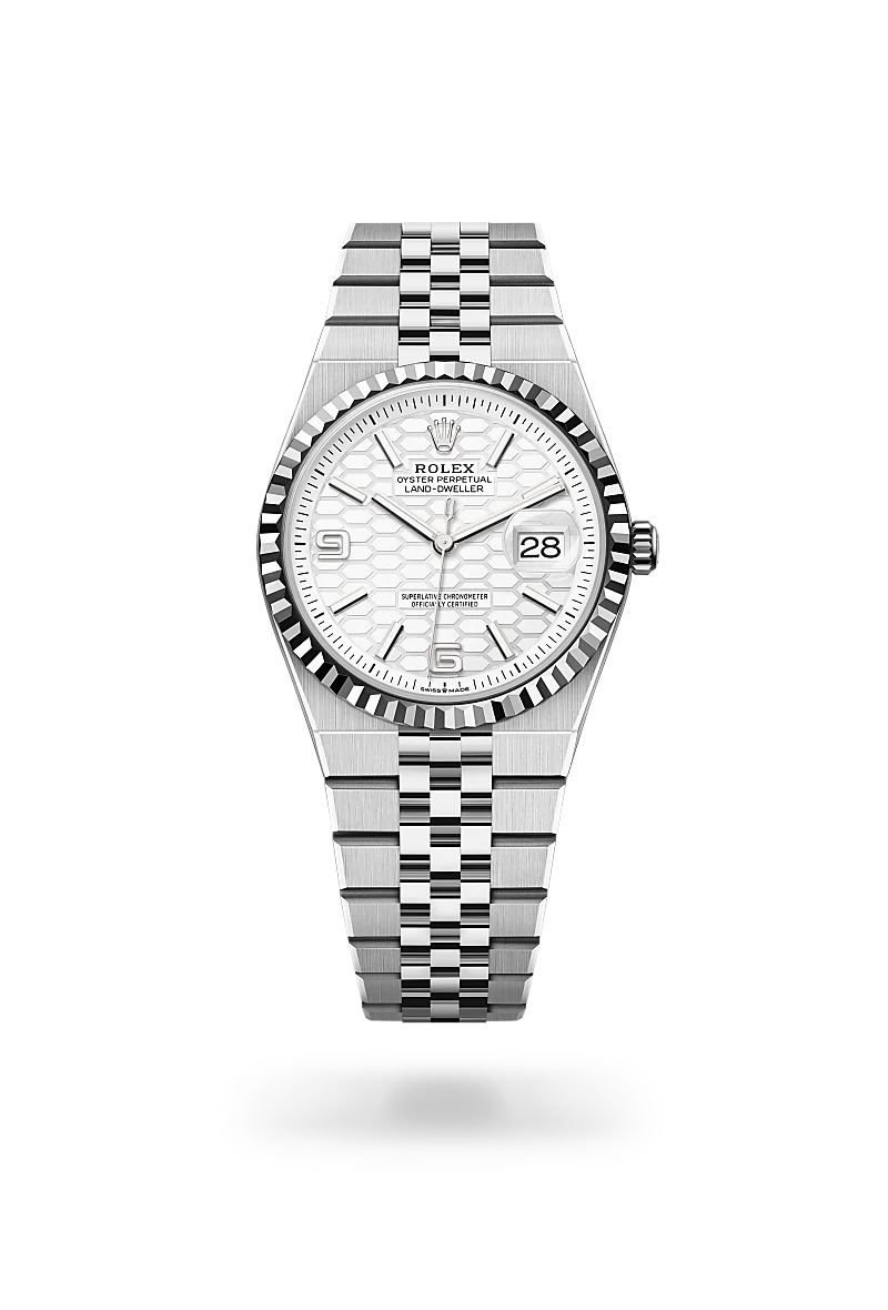 Rolex Land-Dweller 36 Oyster, 36 mm, Oystersteel and white gold