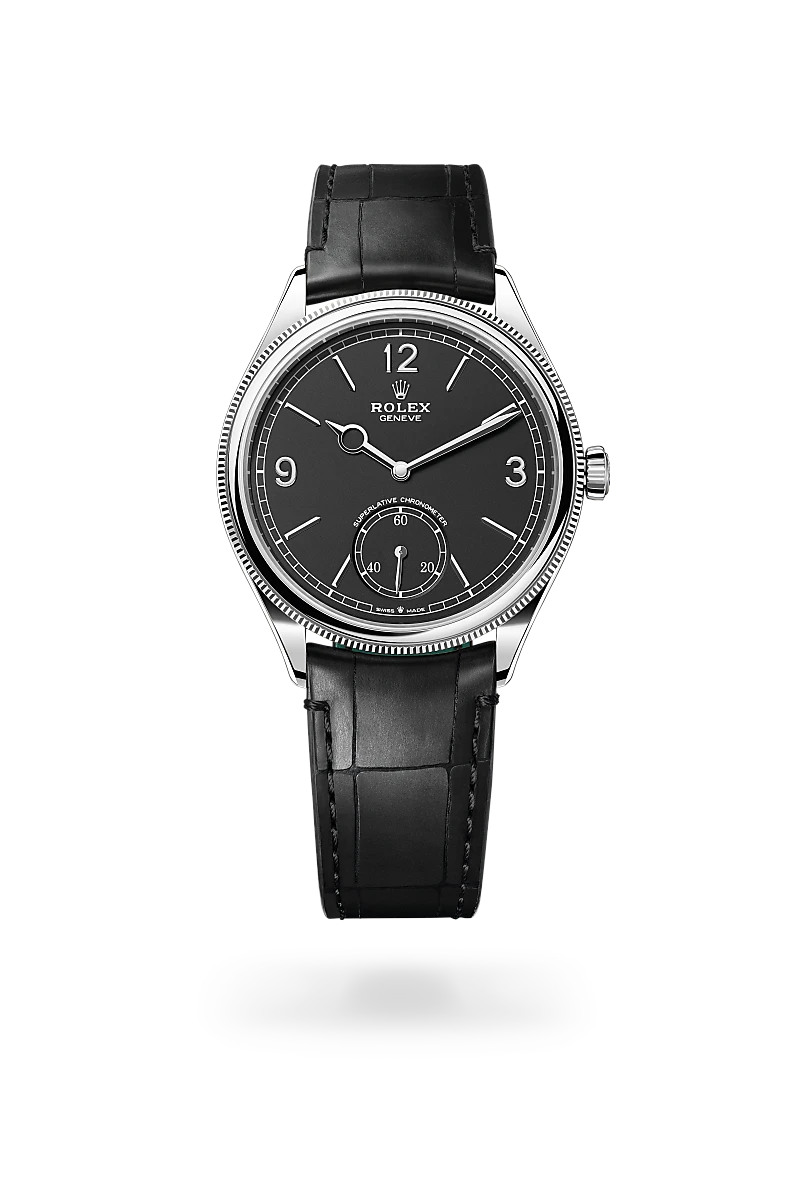 Rolex 1908 39 mm, 18 kt white gold, polished finish