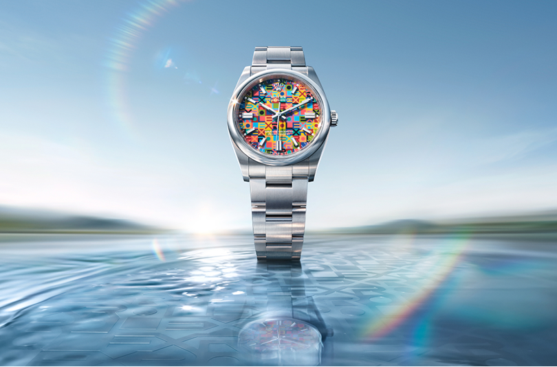 Rolex Oyster Perpetual 36 with a colourful mosaic dial