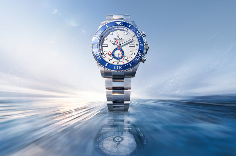 Rolex Yacht-Master II with a blue Cerachrom bezel and white dial
