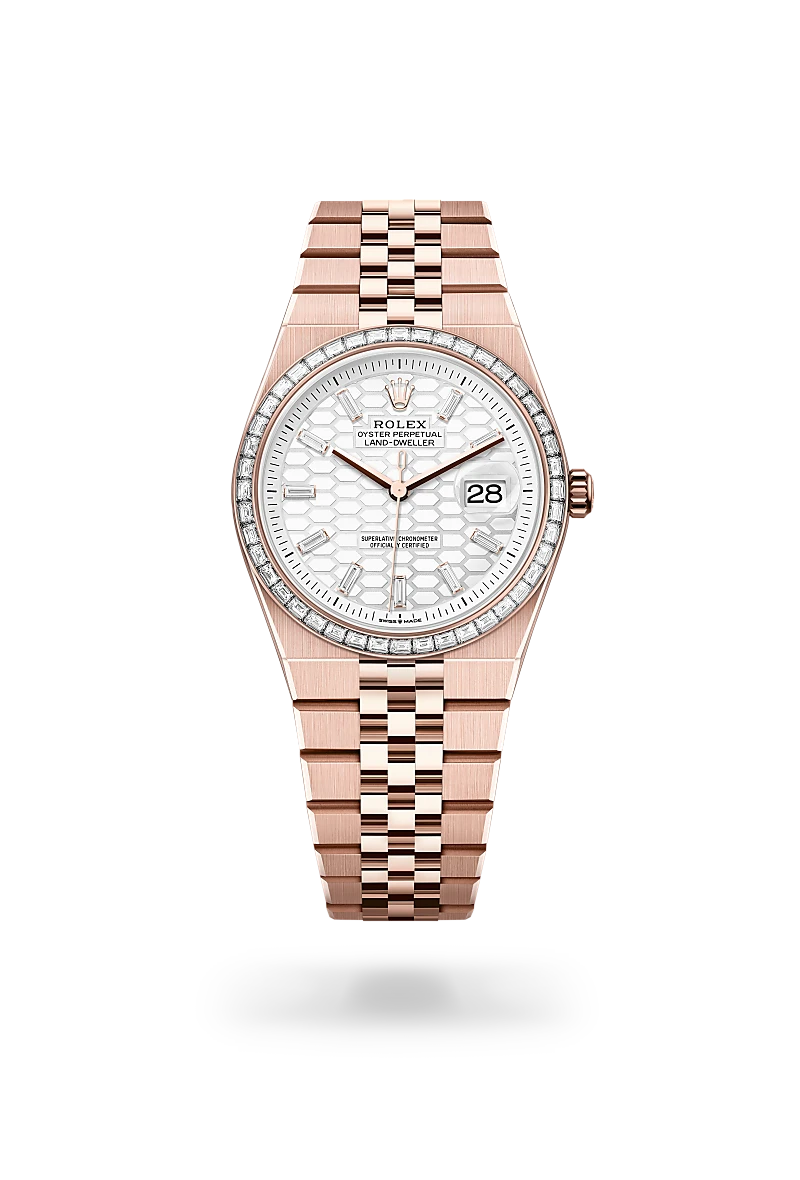 Rolex Land-Dweller 36 Oyster, 36 mm, Everose gold and diamonds