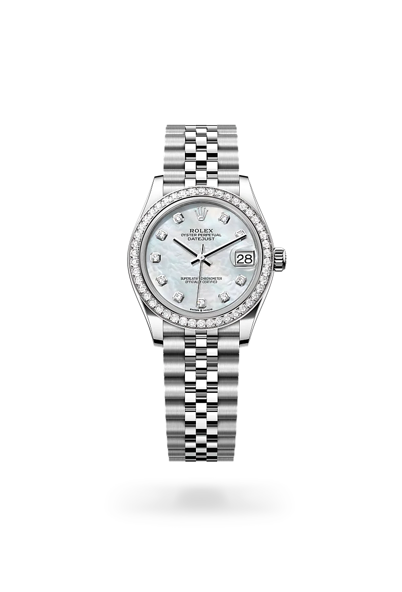 Rolex Datejust 31 Oyster, 31 mm, Oystersteel, white gold and diamonds