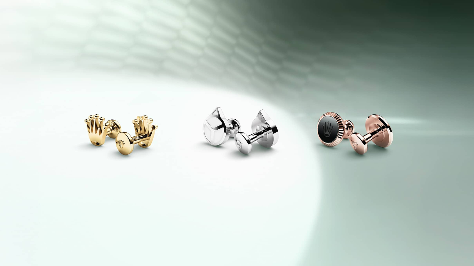 Rolex cufflinks in yellow gold, white gold and Everose gold